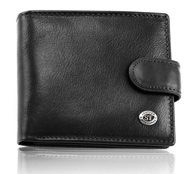 Класичне чоловіче портмоне з натуральної шкіри ST Leather В102 Чорний