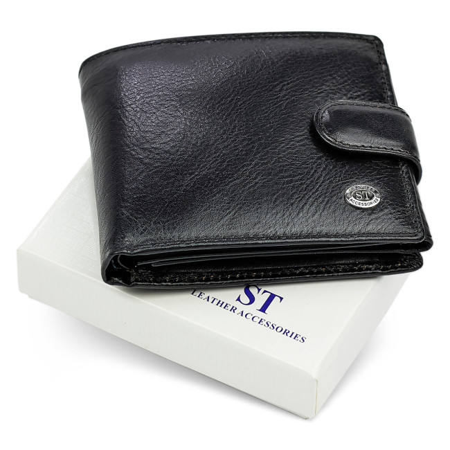 Класичне чоловіче портмоне з натуральної шкіри ST Leather В102 Чорний