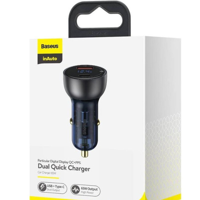 Автомобільний зарядний пристрій Baseus Particular 1USB + Type-C PPS 65W (CCKX-C0G) Dark Grey