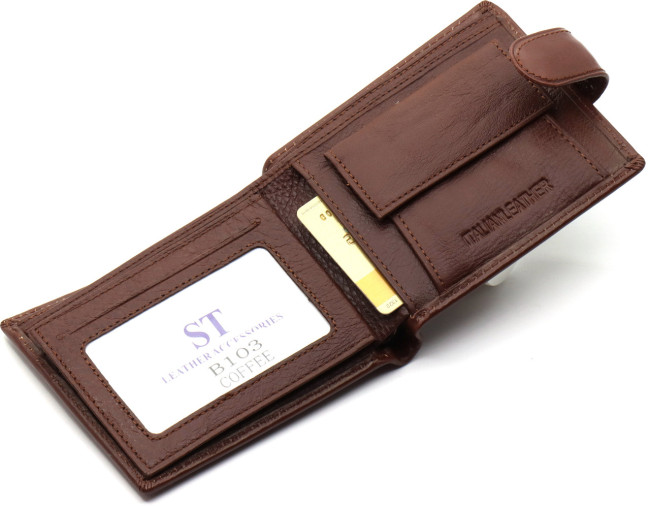 Стильне шкіряне чоловіче портмоне ST Leather В103 Коричневий