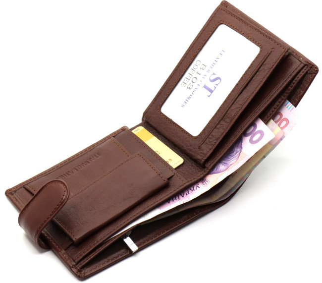 Стильне шкіряне чоловіче портмоне ST Leather В103 Коричневий