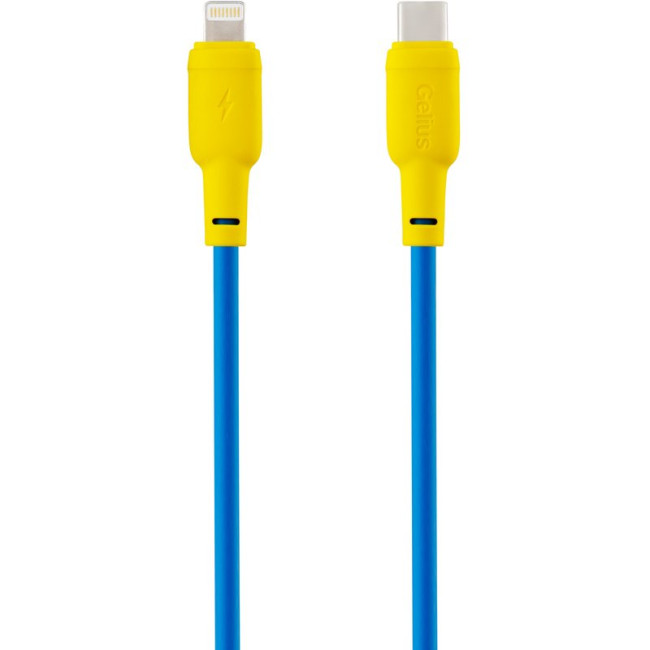 Кабель USB Gelius Full Silicon GP-UCN001CL Type-C to Lightning (1.2m) (20W) Yellow/Blue