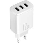 Мережевий зарядний пристрій Baseus Compact Charger 3USB 17W (CCXJ020102) White