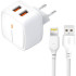 Мережевий зарядний пристрій XO L61 2USB 12W + кабель Lightning White