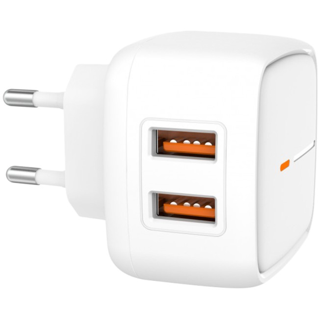 Мережевий зарядний пристрій XO L61 2USB 12W + кабель Lightning White