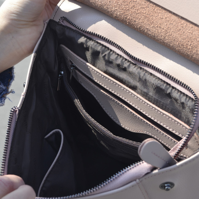 Рюкзак-сумка пудровий  жіночий  з натуральної шкіри від Olvia Leather NWBP - 41291