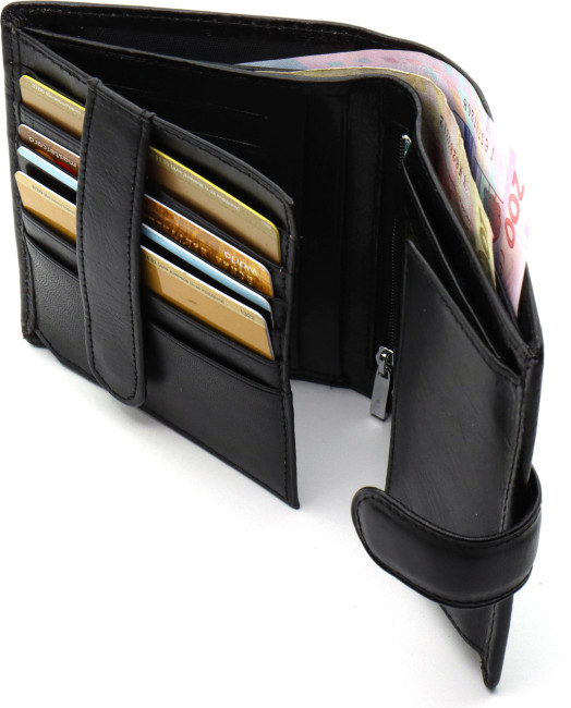 Вертикальне чоловіче портмоне з натуральної шкіри на кнопці ST Leather B142 Чорне