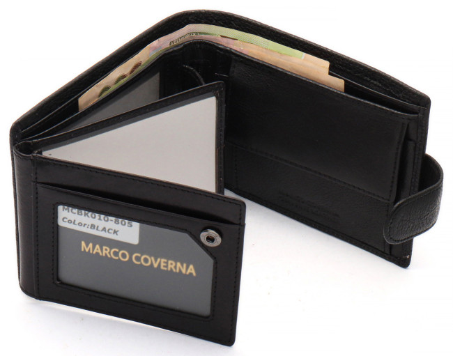 Чорне шкіряне портмоне з відділом для документів Marco Coverna MCBK10-805