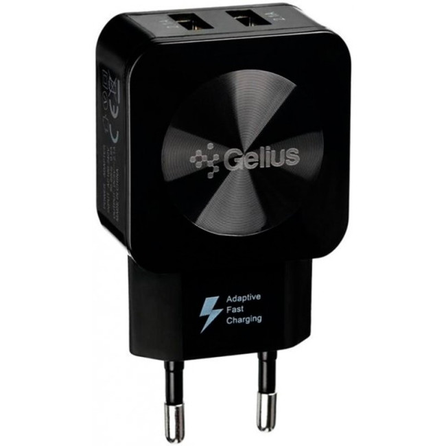Мережевий зарядний пристрій Gelius Prime GU-HC02 2USB 2.1A 12W + кабель MicroUSB Black