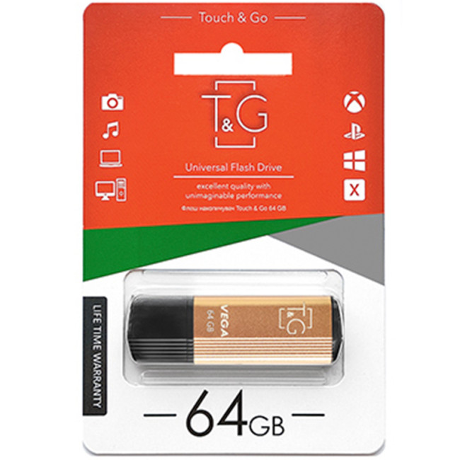 USB флеш накопичувач T&G Vega 121 64Gb Gold