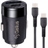 Автомобільний зарядний пристрій Gelius Inch Twix GP-CC010C USB+Type-C QC/PD (30 Watt) + кабель Type-C/Type-C Black 