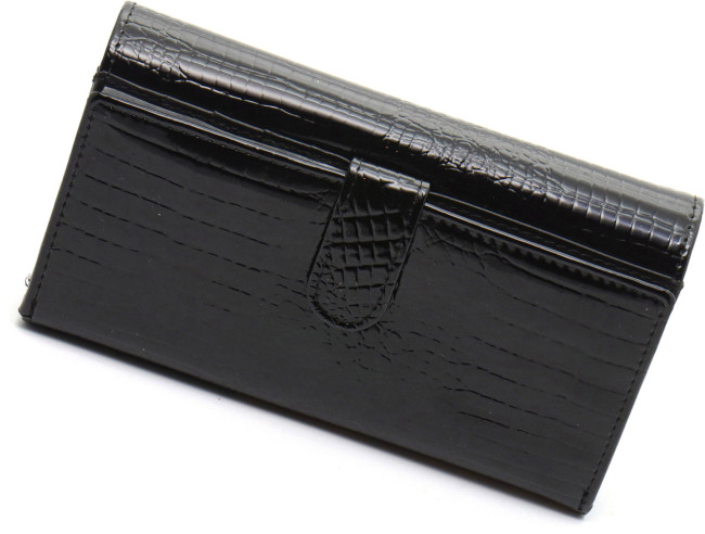 Чорний лаковий гаманець з великою монеткою та блоком для карт ST Leather S9001A