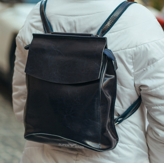 Рюкзак-трансформер шкіряний жіночий в чорному кольорі Tiding Bag - 26367