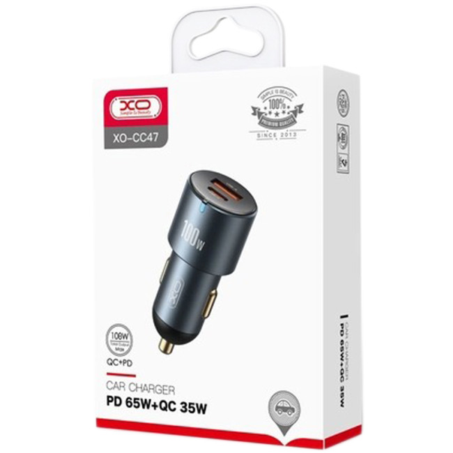 Автомобільний зарядний пристрій XO CC47 PD65W+USB35W (100W) Tarnish Black
