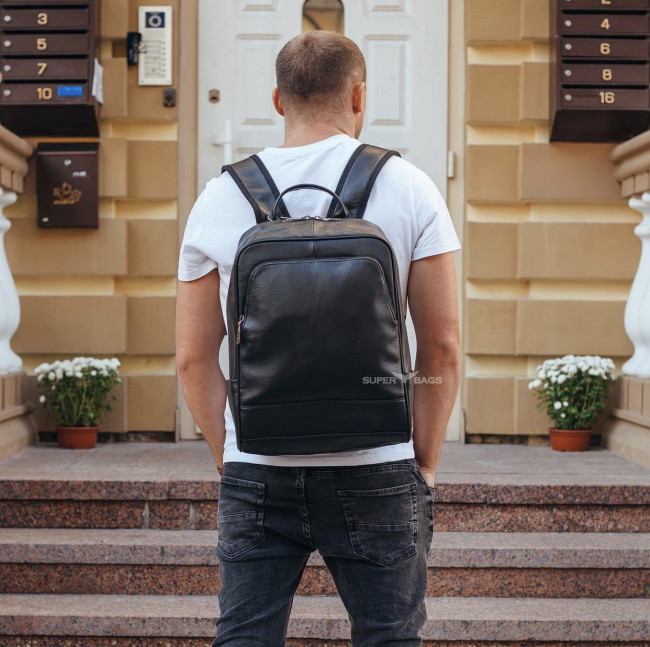 Чоловічий  рюкзак з натуральної шкіри Tiding Bag B2-884371A чорний