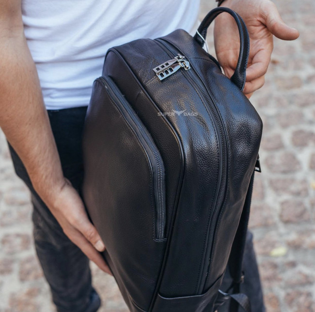 Чоловічий шкіряний рюкзак  Tiding Bag B2-38875A чорний