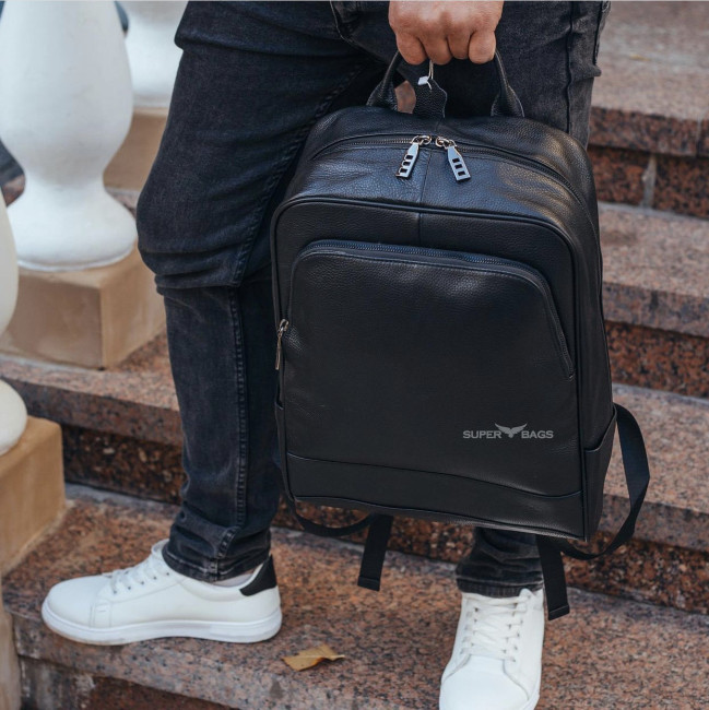 Чоловічий шкіряний рюкзак  Tiding Bag B2-38875A чорний