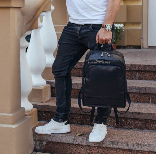Чоловічий шкіряний рюкзак  Tiding Bag B2-38875A чорний