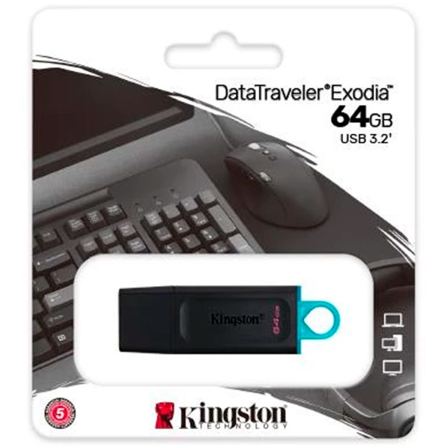 USB флеш накопичувач Kingston DT Exodia 64Gb USB 3.2 Black/Teal