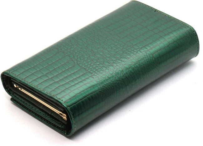Зелений лаковий багатофункціональний гаманець з натуральної шкіри ST Leather S8001A