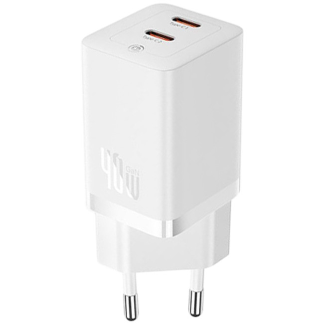 Мережевий зарядний пристрій Baseus GaN5 Pro 40W 2Type-C (CCGP180102) White