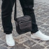 Сумка-месенджер чоловіча чорна з натуральної шкіри через плече Tiding Bag ТВ-14136