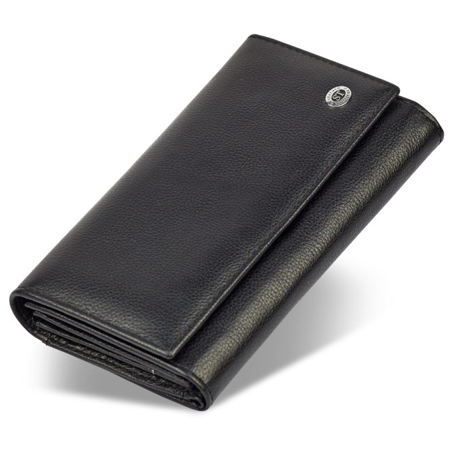 Чорний класичний гаманець з блоком для карт з натуральної шкіри ST Leather ST217