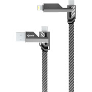 Кабель USB Gelius Twister GP-UCN004 4в1 USB-A/Type-C to Type-C/Lightning (1,2m) (60W) Gray