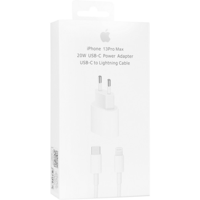 Мережевий зарядний пристрій Original Quality Iphone 13 Pro Max 20W + кабель Type-C to Lightning (MHJE3ZM/A) (коробка) White