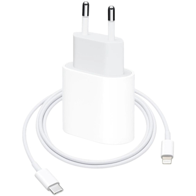 Мережевий зарядний пристрій Original Quality Iphone 13 Pro Max 20W + кабель Type-C to Lightning (MHJE3ZM/A) (коробка) White