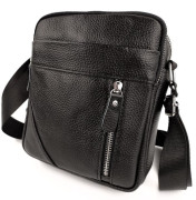 Класична чоловіча шкіряна сумка через плече Tiding Bag M38-10131A чорна