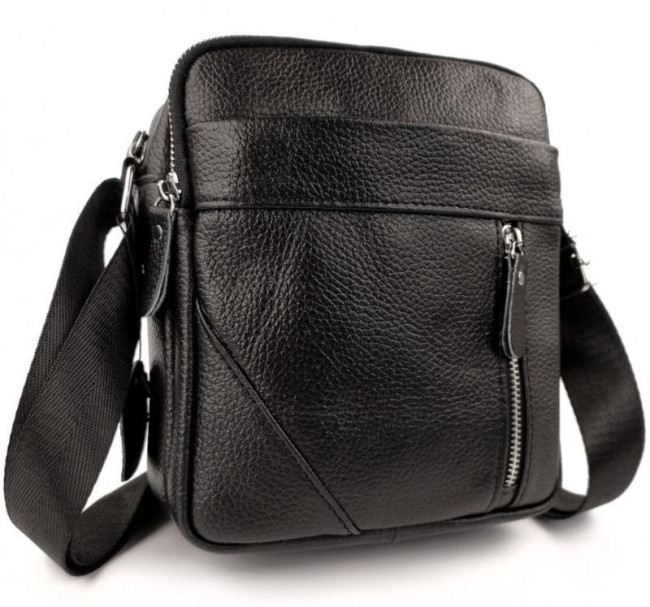 Класична чоловіча шкіряна сумка через плече Tiding Bag M38-10131A чорна