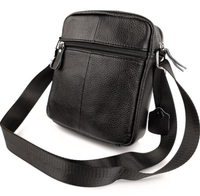 Класична чоловіча шкіряна сумка через плече Tiding Bag M38-10131A чорна