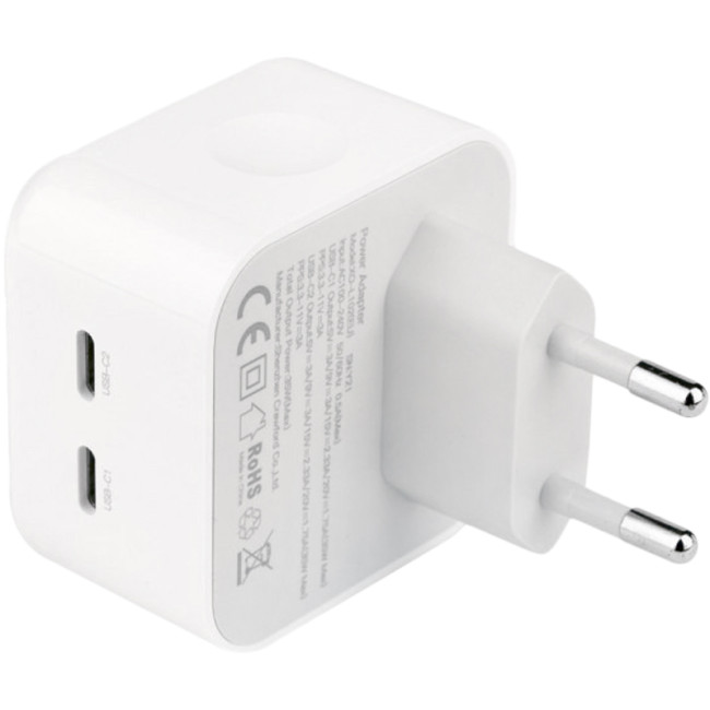 Мережевий зарядний пристрій XO L102 2Type-C 35W White