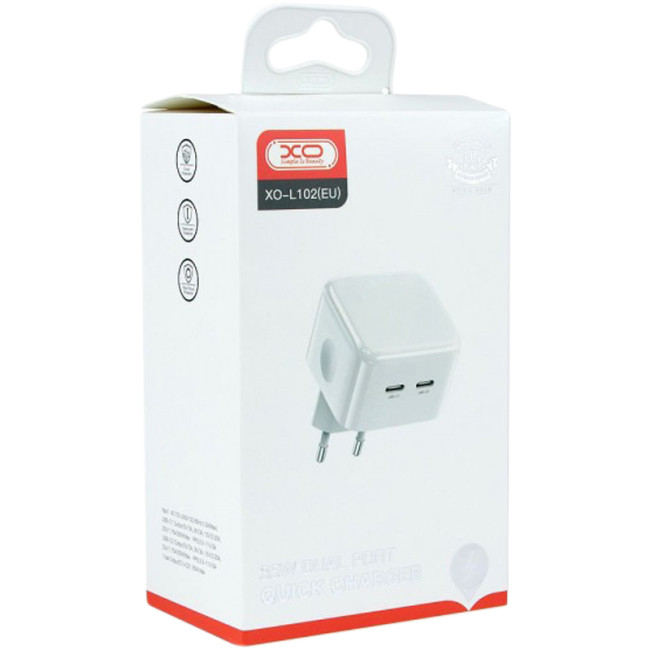 Мережевий зарядний пристрій XO L102 2Type-C 35W White