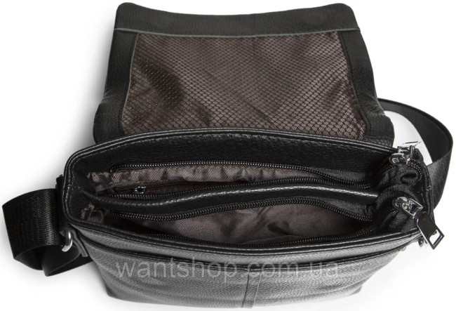 Чоловіча чорна  шкіряна сумка-месенджер Tiding Bag 75-5271