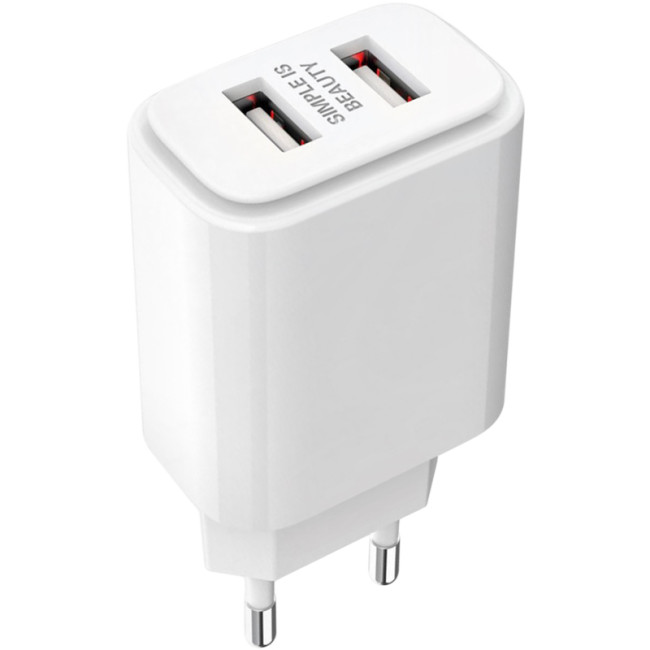 Мережевий зарядний пристрій XO L90C 2USB 2.4A White