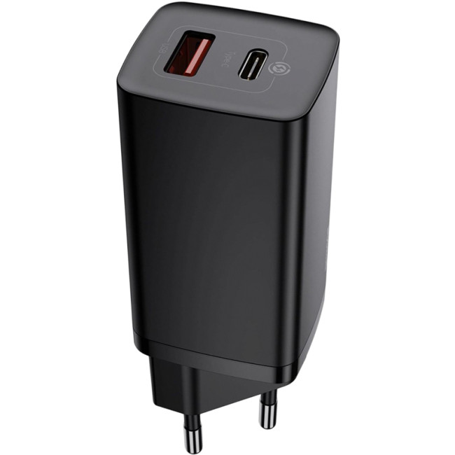 Мережевий зарядний пристрій Baseus GaN Lite 65W 1USB + Type-C (CCGAN2L-B01) Black