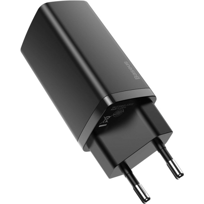 Мережевий зарядний пристрій Baseus GaN Lite 65W 1USB + Type-C (CCGAN2L-B01) Black