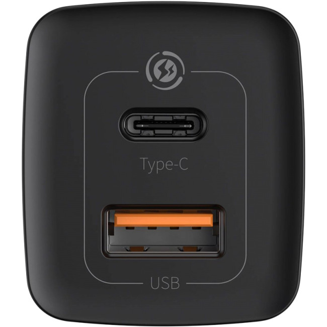 Мережевий зарядний пристрій Baseus GaN Lite 65W 1USB + Type-C (CCGAN2L-B01) Black