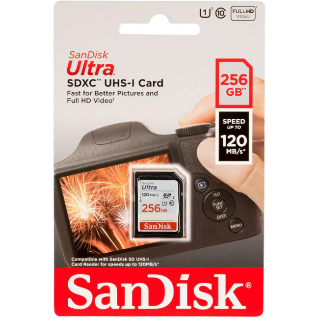 Карта пам'яті SDXC 256Gb SanDisk Ultra (R120Mb/s)(UHS-1)(Class 10)