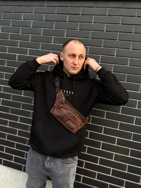 Чоловіча шкіряна сумка-бананка на пояс ST Leather A27F-427-7A Коричнева