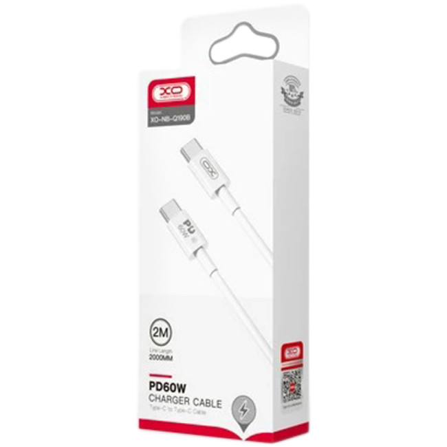 Кабель USB XO NB-Q190B Type-C to Type-C 60W 2m White