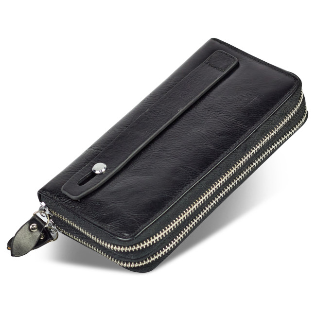 Чорний чоловічий клатч з натуральної шкіри на дві блискавки ST Leather B139-3