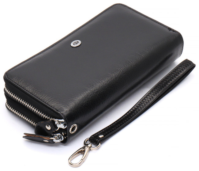 Чорний чоловічий клатч з натуральної шкіри на дві блискавки ST Leather B139-3