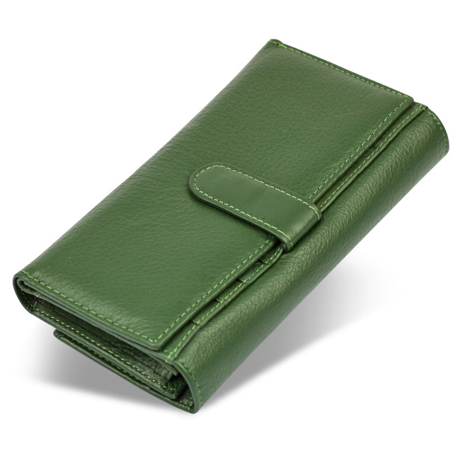 Зелений класичний гаманець з натуральної шкіри з блоком для карт ST Leather ST217-1