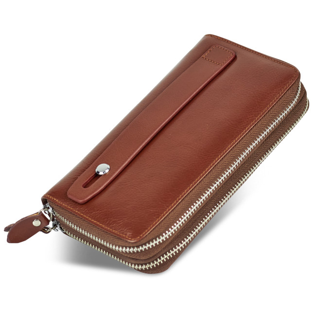 Коричневий чоловічий клатч з натуральної шкіри на дві блискавки ST Leather B139-3
