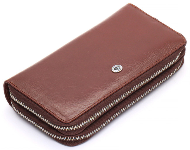 Коричневий чоловічий клатч з натуральної шкіри на дві блискавки ST Leather B139-3