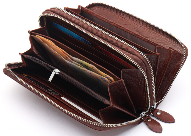 Коричневий чоловічий клатч з натуральної шкіри на дві блискавки ST Leather B139-3