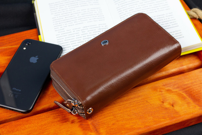 Коричневий чоловічий клатч з натуральної шкіри на дві блискавки ST Leather B139-3